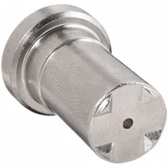 This nozzle is a consumable tip for ESAB PT-27 handheld plasma torches. It focuses the plasma arc at 80 A for cutting conductive metals. Suitable for industrial cutting applications requiring precise, clean cuts.
