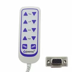 This plastic pendant is designed for use with Joerns Care Camtec Series and RC Ultra Hi-Lo healthcare beds. It allows adjustment of bed positions such as head, foot, and height. Color: Blue. Material: Plastic.