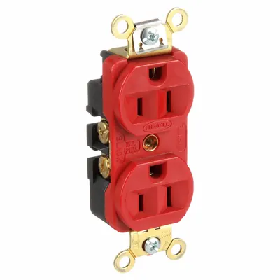 HUBBELL Receptacle: Duplex, 5-15, Red, 125V AC, 15 A, 2 Pole / 3 Wire (MPN HBL5252R) - General Purpose Receptacles