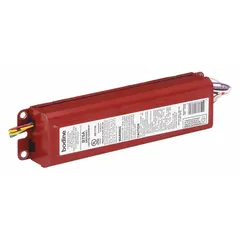 Standard emergency ballast for one T12 or T8 fluorescent lamp. Operates on 120/277V AC input. Provides backup lighting during power outages for egress illumination in commercial and institutional settings.