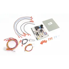 This ignition module controls the ignition sequence for gas-fired heating equipment, managing spark ignition and flame sensing functions. It is used in unit heaters, duct furnaces, and rooftop units to ensure reliable burner startup.