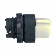 This 22 mm panel-mount selector-switch operator from the Series XB5 features a maintained/maintained action with two positions. The non-metallic switch bezel is suitable for industrial control panels requiring mode selection or on/off control in machinery and process automation. No cam is included.