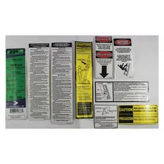 Replacement label kit for Louisville Ladder models FE0616, FE0620, FE0624, and FE0628. Restores safety and identification markings on compatible ladders. Includes labels for maintenance and compliance.