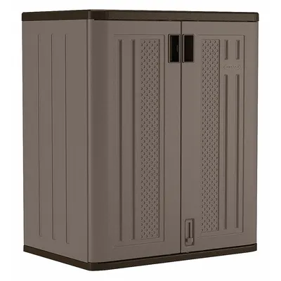 SUNCAST Storage Cabinet: 30 in x 20 1/4 in x 36 in, Recessed Pull Handle & Padlock Hasp - Commercial Shelf Cabinets