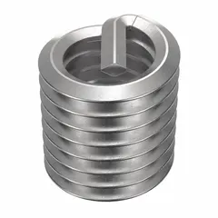 This free-running tanged helical insert is used to repair or reinforce internal threads in metal components. It is suitable for restoring stripped threads or strengthening threads in softer materials. The insert features a 3/8"-16 coarse thread and is supplied in a 12-piece pack.