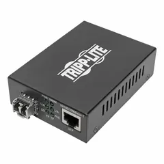 Fiber to Ethernet media converter with RJ45 and SFP ports for extending network reach. Supports multimode/singlemode fiber, auto-sensing 10 Mbps network speed, and Type 2 PoE+. Designed for ceiling mounting with 240V AC input.