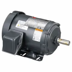 Totally enclosed fan-cooled (TEFC) 3-phase AC motor with rigid base mounting. Rated 2 hp, 1,755 RPM at 60 Hz, 230/460V AC, full load current 4.8/2.4 A. Suitable for continuous-duty applications such as pumps, fans, conveyors, and compressors in dusty or damp environments.