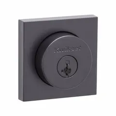 Standard cylindrical deadbolt for doors up to 1 3/4 in thick. Flat Black Coated finish. ADA compliant. Includes core. Key-operated from outside, thumb-turn from inside.