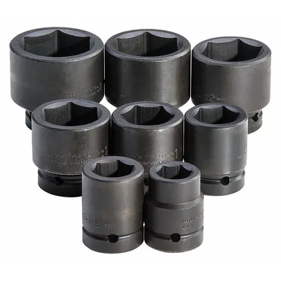 PROTO Impact Socket Set: 1 in Drive Size, Small Set (0-50 pieces) Set Size, 8 Pieces - SAE Impact Socket Sets