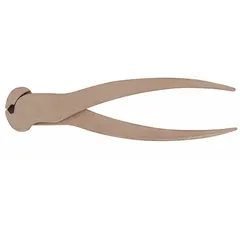 Non-sparking nippers for cutting wire up to 12 AWG. Features a 1 1/8 in jaw width and 7 1/4 in overall length. Suitable for use in environments where sparks must be avoided, such as areas with flammable gases or dust.