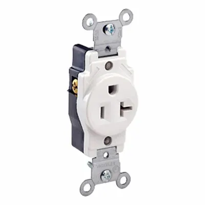 LEVITON Plugs and Receptacles: Single, 5-20, White, 125V AC, 20 A, 2 Pole / 3 Wire (MPN 5891-W) - General Purpose Receptacles