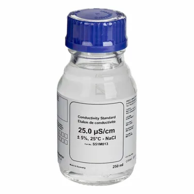 HACH Conductivity Standard Solution: 250 mL Volume, Liquid, 25 µS/cm, Glass - Conductivity Standards