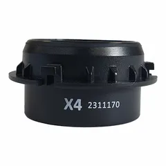 This 4X objective lens is designed for use with MIH001 fixed stereo microscopes. It provides 4X optical magnification with a working distance of 108 mm, suitable for detailed observation in inspection and assembly tasks.