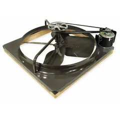 This ceiling-mount whole house fan from Dayton is designed for residential ventilation, covering up to 800 sq ft. It features a 24-inch belt-driven blade delivering a maximum airflow of 5,600 cfm. The fan operates on 115V AC single-phase power, offers two speeds, and is speed controllable. It requires a square rough opening and is not intended for high-static pressure applications.