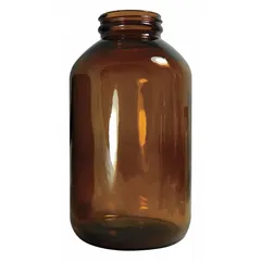 Amber Wide Mouth Glass Lab Bottle, 300 mL, 53-400 mm, 68 mm Body Dia, Case of 96