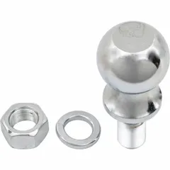 Carbon steel hitch ball with chrome finish. Ball diameter of 2 5/16 in and gross vehicle weight capacity of 6,000 lb. Used for towing trailers, boats, and equipment in applications such as agriculture, construction, and logistics.