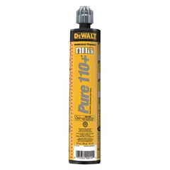 DEWALT epoxy anchor adhesive in a 1:1 mixing ratio cartridge, includes mixing nozzle. Compatible with concrete and anchor sizes from 3/8 to 1-1/4 in. ICC approved for cracked and un-cracked concrete. Used for bonding threaded rod or rebar into concrete for structural anchoring.
