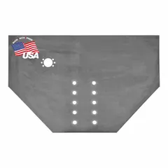 Hitch plate for mounting or reinforcing trailer hitches on heavy-duty trucks and equipment. Overall width 34 1/2 in, height 22 1/2 in, thickness 1 in.