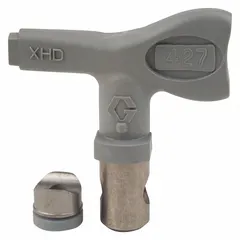 This GRACO airless spray gun tip is designed for applying coatings such as paint and lacquer in industrial finishing, construction, and maintenance applications. It features a 0.027 in tip size and is compatible with GRACO XTR series spray guns and model XHD001.