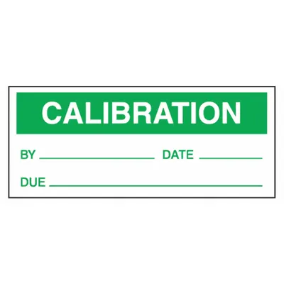 ACCUFORM Calibration Label: Calibration, 1 1/2 in Wd, 5/8 in Ht, Green/White, Matte - Safety