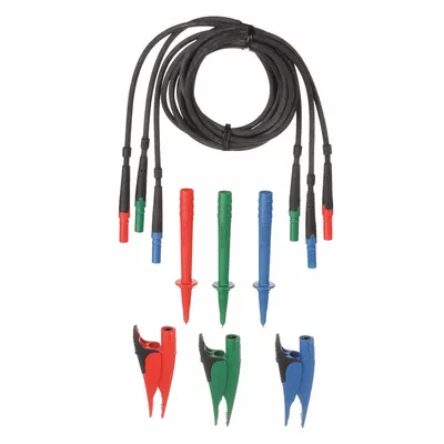 FLUKE TL165X Test Lead Set, CAT III 600V, 5 ft, Red/Blue/Green - Test Leads