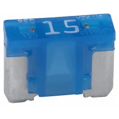 Fast-acting, non-indicating automotive fuse rated 15 A at 32 V DC. Low-profile design with shorter height for space-constrained applications. Suitable for protecting electrical circuits in vehicles, including lighting, audio systems, and auxiliary equipment. Pack of 5.
