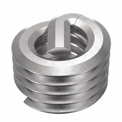 Free-running tanged helical insert for repairing or reinforcing threads in metal components. M2.5-0.45 thread size, 2.55mm length, 18-8 stainless steel. Supplied in a plain finish, 100-piece pack.