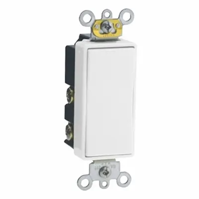 LEVITON Wall Switch: Rocker Switch, Single Pole/Double Throw, Momentary, White - Rocker Wall Switches