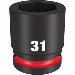 This 3/4" drive impact socket is designed for use with impact wrenches in heavy-duty fastening and loosening of metric 31 mm fasteners. The 6-point configuration reduces fastener rounding, and the Black Phosphate finish provides corrosion resistance. Suitable for automotive, construction, and industrial maintenance applications.
