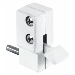 This sliding door lock from PRIME-LINE measures 7/8 in length, 7/8 in width, and 2 in height. It is designed to secure sliding doors in residential or light commercial settings, fitting standard sliding door tracks.