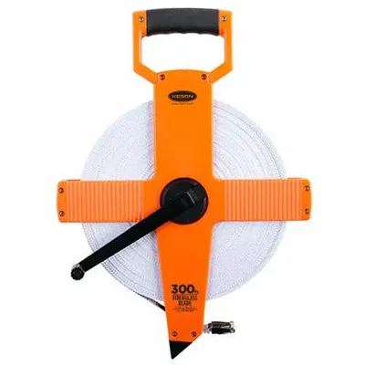 KESON Long Tape Measure: Manual, OTR-10M-300, Metric/SAE/Engineers Scale, 300 ft / 100 m - Open-Reel Long Tape Measures