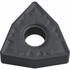 This trigon-shaped indexable turning insert is made of CVD carbide for turning and facing operations on steel, stainless steel, and cast iron. The trigon geometry provides strong cutting edges and effective chip control for medium to rough machining in general engineering applications.
