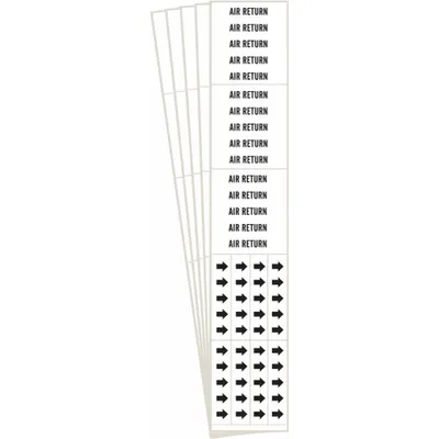 BRADY Pipe Marker: Air Return, White, Black, Fits 3/4 in and Smaller Pipe O.D. - Air Return Adhesive Pipe Markers