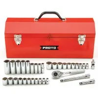 PROTO Socket Wrench Set: 3/8 in Drive, 34 Piece, 12-Point, Metric/SAE (MPN J52230-1A)
