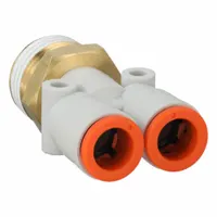 SMC Push-Fit Wye Fitting: 3/8 in OD x 3/8 in OD x 1/2 in Pipe x 3/8 in Pipe Size, White (MPN KQ2U11-37AS)
