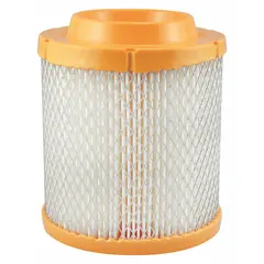 Round/oval engine air filter with axial seal. Overall height 6 9/16 inches. Compatible with Dodge buses. Traps airborne contaminants to protect engine in fleet applications.