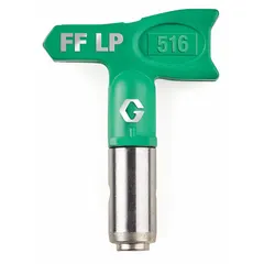 Airless spray gun tip with 0.016 in orifice size, green color, includes guard combination. Compatible with RAC X series and model 246215. Used for applying paints and coatings in industrial finishing, maintenance, and construction tasks.