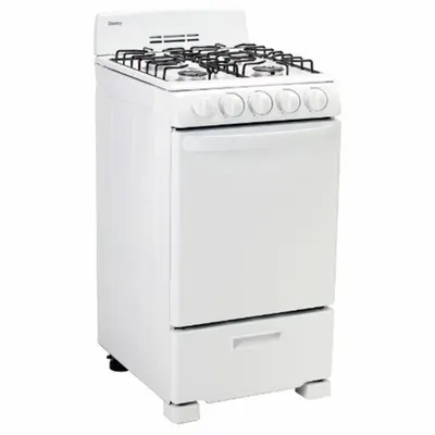DANBY Free Standing Gas Range: White, Natural Gas, 4 Burners - Oven Ranges