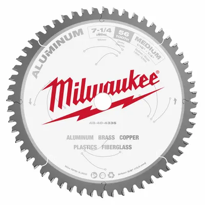 MILWAUKEE Circular Saw Blade: 7 1/4 in Blade Dia., 56 Teeth, 0.08 in Cut Wd - Aluminum & Soft Metal-Cutting Blades