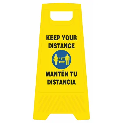 BRADY Keep Your Distance - 6 ft. - Manten Tu Distancia Folding Floor Sign