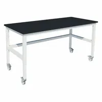 Heavy Duty Table: 30 in Overall Wd, 36 in Overall Ht, 8 ft Overall Lg, Phenolic, Petal White, Steel (MPN GRHD-9630-CAP-2)