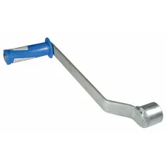 This handle is a replacement component for electric lift tables. It is used to operate or adjust the height of industrial lift tables in material handling applications such as warehouses and assembly lines.