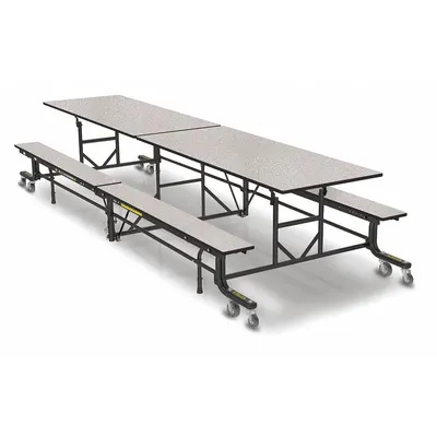 PALMER HAMILTON Cafeteria Bench Table: White Nebula, Bench Seat, 27 in Overall Ht - Bi-Fold Cafeteria Tables