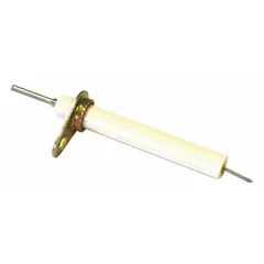 Flame sensor for gas-fired heating equipment. Detects flame presence to ensure safe burner operation. Used in industrial heaters, boilers, and furnaces as a replacement HVACR control component.