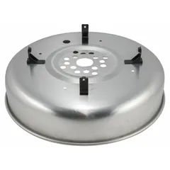 Shroud for HVACR systems, used to direct airflow over condenser or evaporator coils to improve heat transfer efficiency. Commonly installed in commercial refrigeration units, air handlers, and condensing units to protect fan blades and optimize system performance.