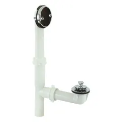 Bathtub Drain & Overflow Kit, Plastic, White, Slip, 1-1/2 in