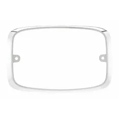 Silver polycarbonate trim bezel for vehicle light mounting. Compatible with FEDERAL SIGNAL model FR7C2-RW. Measures 6 1/8 in long, 5 5/16 in high, 1 7/32 in wide. Used to provide a finished appearance and secure installation for warning lights on emergency or service vehicles.