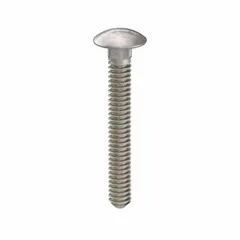 These #10-24 thread size, 1-1/2 inch long carriage bolts are made from 18-8 stainless steel with a plain finish. The square neck design locks into the material to prevent spinning during tightening. Suitable for fastening metal to wood or metal to metal in industrial assemblies. Sold in packs of 25.