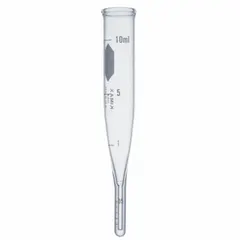 This 10 mL glass centrifuge tube features a conical bottom for efficient pellet collection during centrifugation. It has a 17 mm body diameter and 119 mm overall height, with clear graduation marks. The tube is colorless and does not include a closure. Suitable for sample preparation, sedimentation, and density gradient separation in laboratory settings.