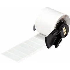 This precut label roll consists of 500 gray polyester labels, each measuring 1/2 in x 1 1/2 in. The material is halogen-free and designed for use with the Brady M710 printer series (with Media Adapter). Typical applications include industrial identification and labeling for equipment, cables, and panels.